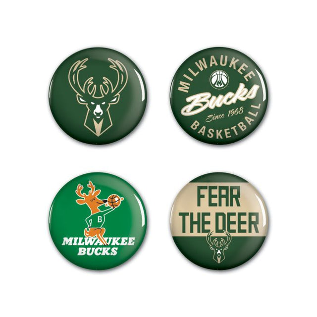 Milwaukee Bucks Button 4 Pack 1 1/4" Rnd