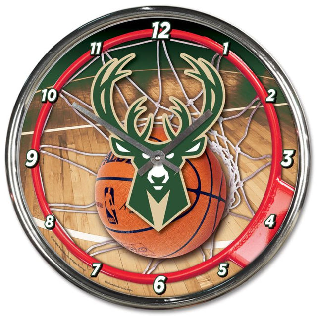 Milwaukee Bucks Chrome Clock