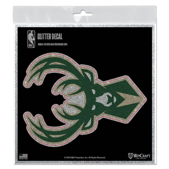 Calcomanía con brillantina de los Milwaukee Bucks de 6" x 6"