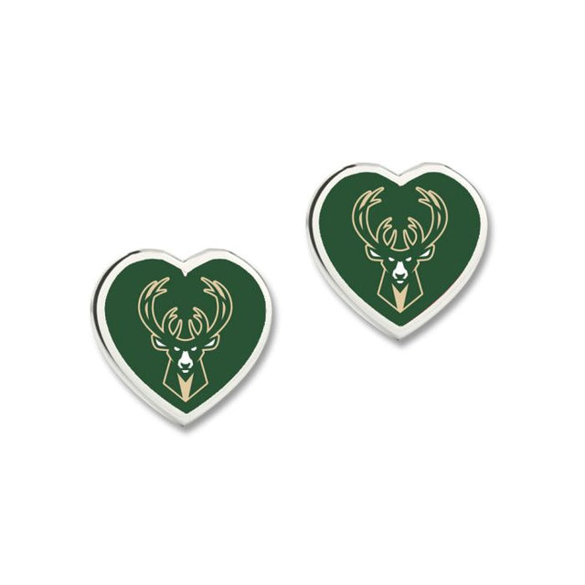 Milwaukee Bucks Earrings w/3D Heart