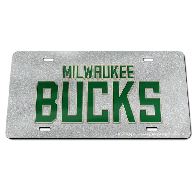 Placa de matrícula acrílica especial GLITTER de los Milwaukee Bucks