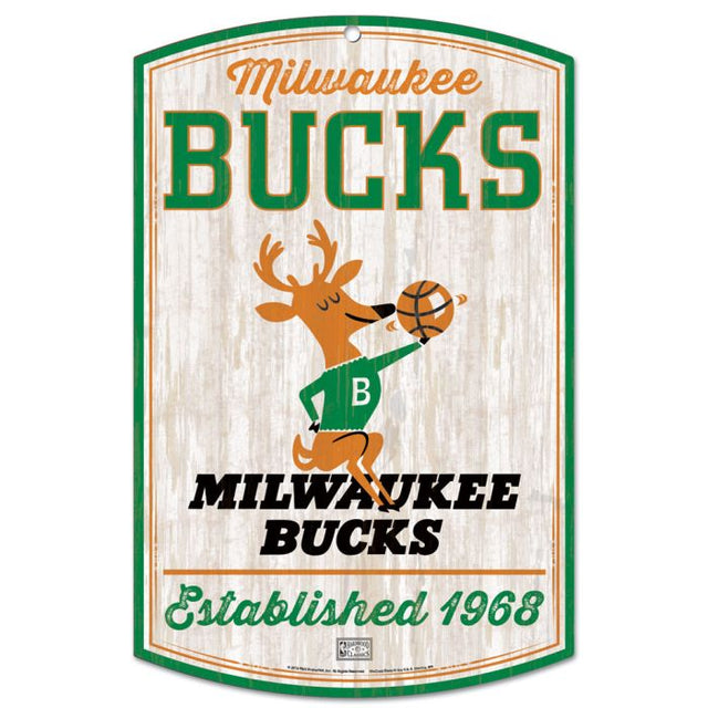 Milwaukee Bucks Hardwoods Wood Sign 11" x 17" 1/4" thick