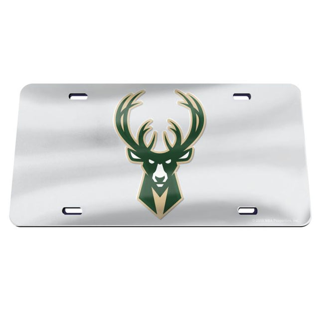 Placa de matrícula especial acrílica color PLATA de los Milwaukee Bucks