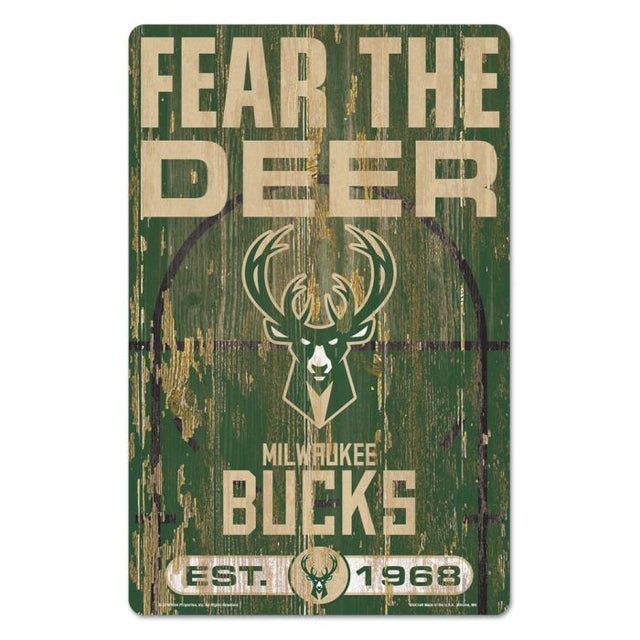 Milwaukee Bucks SLOGAN Wood Sign 11" x 17" 1/4" thick