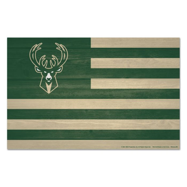 Milwaukee Bucks Wood Sign 11" x 17" 1/4" thick