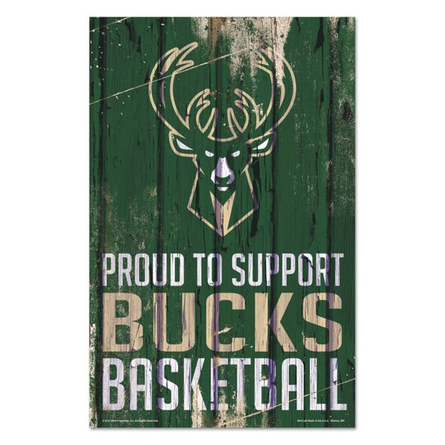 Milwaukee Bucks Wood Sign 11" x 17" 1/4" thick