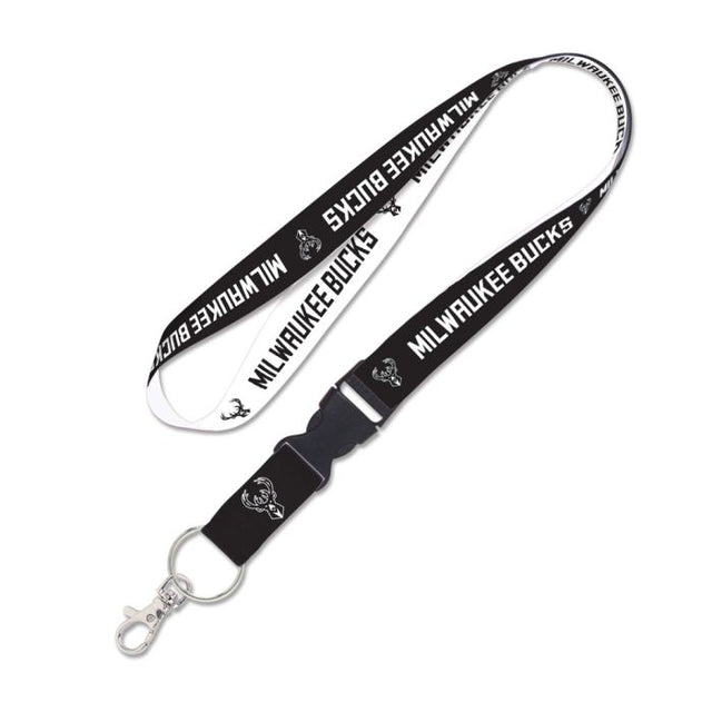 Milwaukee Bucks black and white Lanyard w/detachable buckle 1"