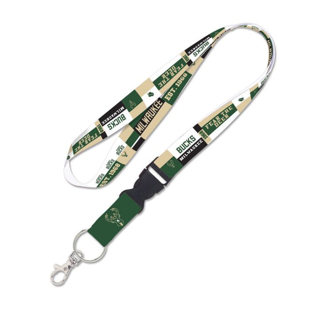 Milwaukee Bucks color block Lanyard w/detachable buckle 1"