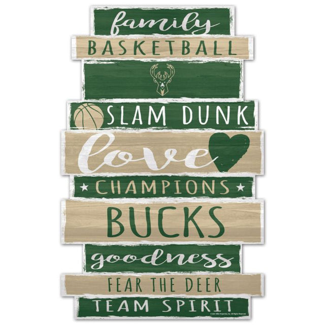 Milwaukee Bucks word plank Wood Sign 11" x 17" 1/4" thick