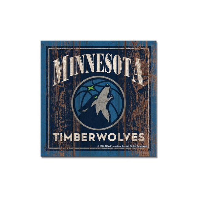 Minnesota Timberwolves Wooden Magnet 3" X 3"