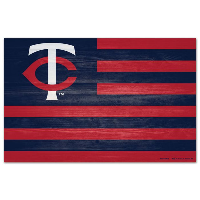 Letrero de madera de los Minnesota Twins AMERICANA de 11" x 17" y 1/4" de grosor