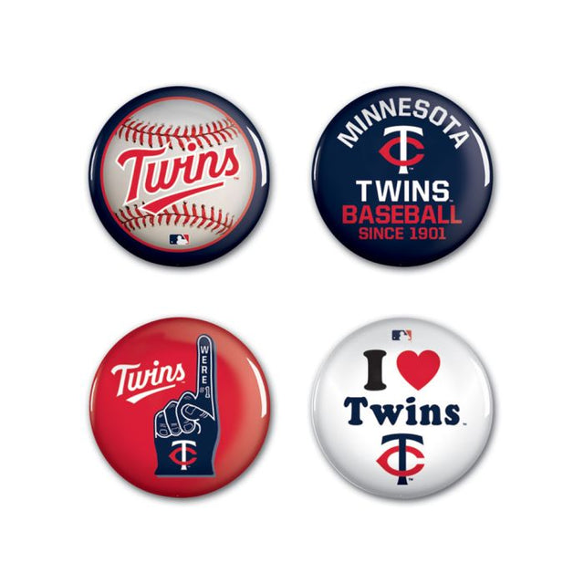 Paquete de 4 botones de los Minnesota Twins de 1 1/4" de diámetro