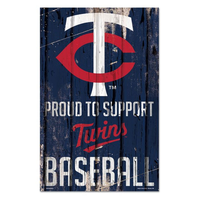 Letrero de madera de los Minnesota Twins de 11" x 17" y 1/4" de grosor