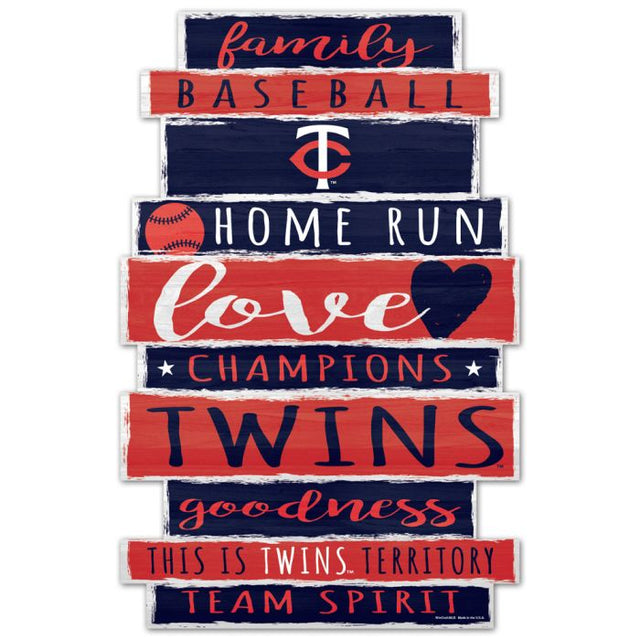 Letrero de madera de los Minnesota Twins de 11" x 17" y 1/4" de grosor