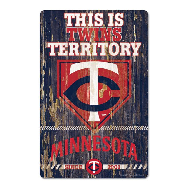 Letrero de madera de los Minnesota Twins de 11" x 17" y 1/4" de grosor