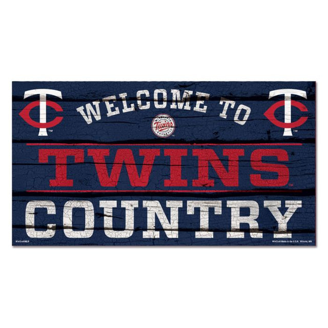 Letrero de madera de los Minnesota Twins de 13" x 24" y 1/4" de grosor