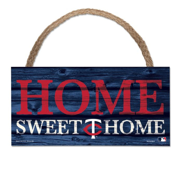 Minnesota Twins Wood Sign w/Rope 5" x 10"