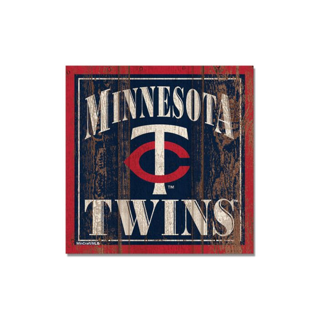 Imán de madera de los Minnesota Twins de 3" x 3"