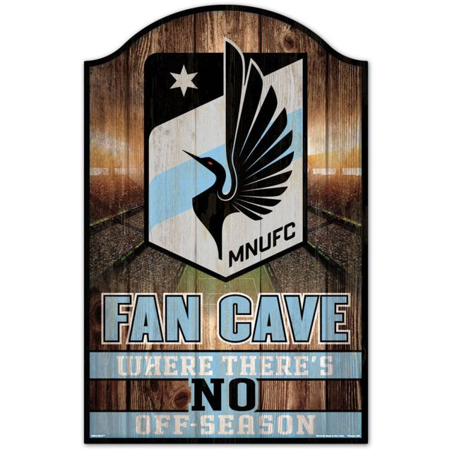 Letrero de madera FAN CAVE del Minnesota United FC, 11" x 17", 1/4" de grosor