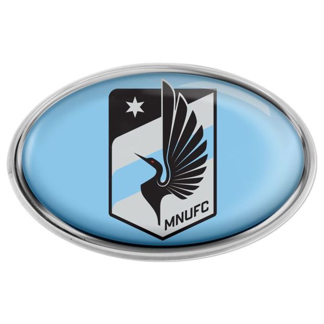 Emblema de metal cromado con forma ovalada del Minnesota United FC