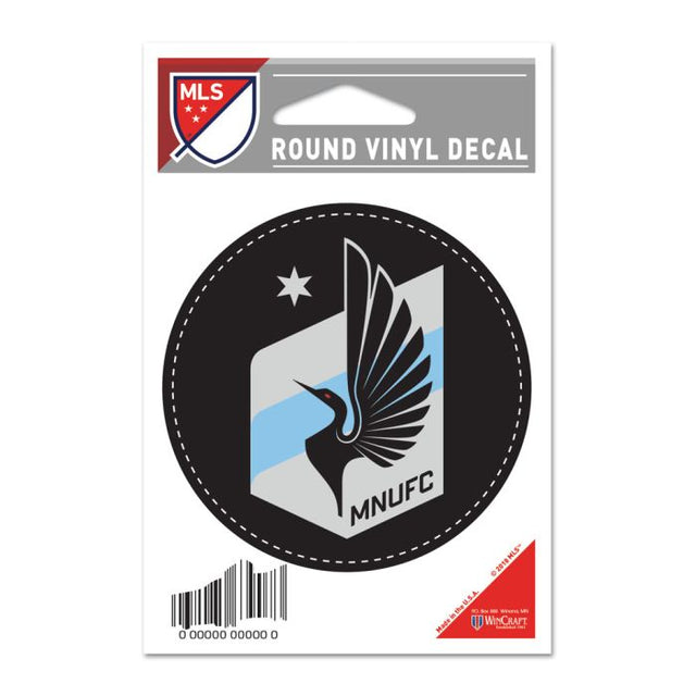 Calcomanía de vinilo redonda de Minnesota United FC de 3" x 3"