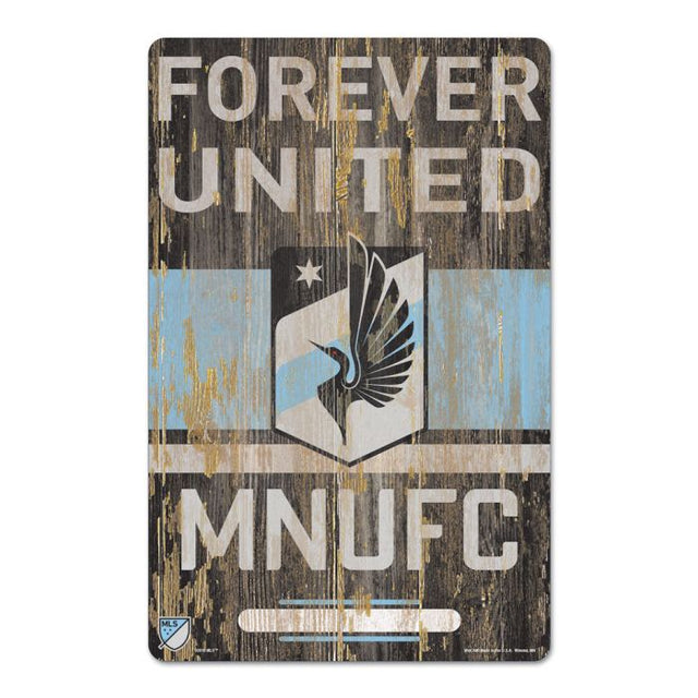 Letrero de madera del Minnesota United FC de 11" x 17" y 1/4" de grosor