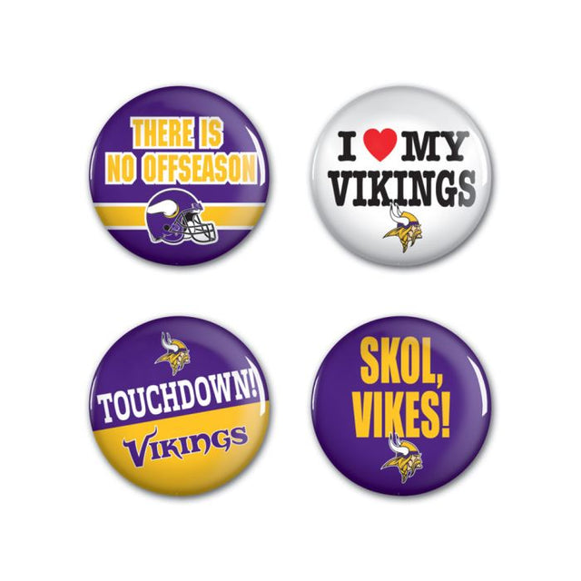 Minnesota Vikings Button 4 Pack 1 1/4" Rnd