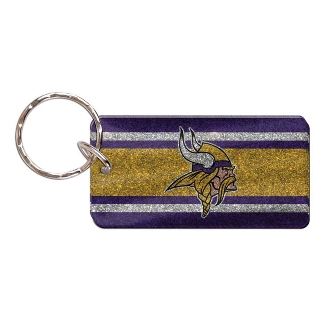 Minnesota Vikings GLITTER STRIPES Keychain Rectangle