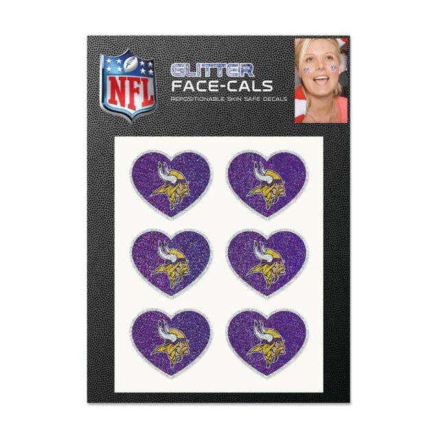 Minnesota Vikings Heart Glitter Tattoo 6 Pack