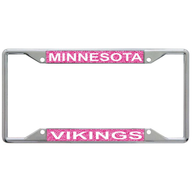 Minnesota Vikings PINK GLITTER Lic Plt Frame S/S Printed