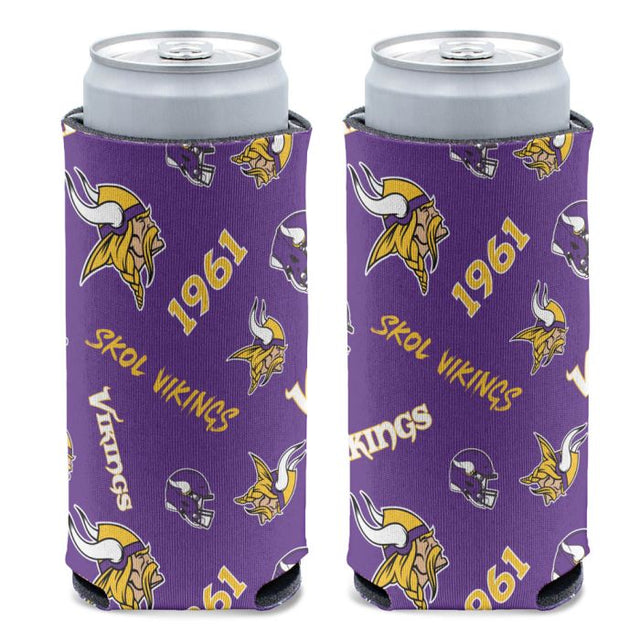 Minnesota Vikings Scatter Print 12 oz Slim Can Cooler