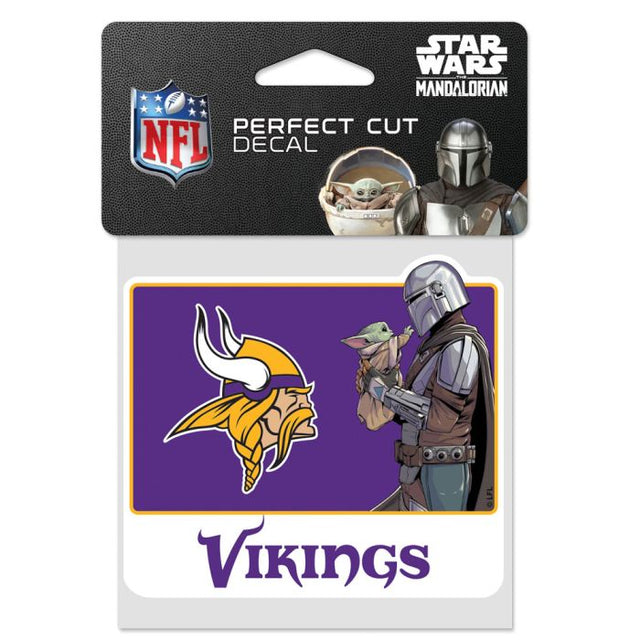 Calcomanía de color de corte perfecto de Minnesota Vikings/Star Wars Mandalorian de 4" x 4"