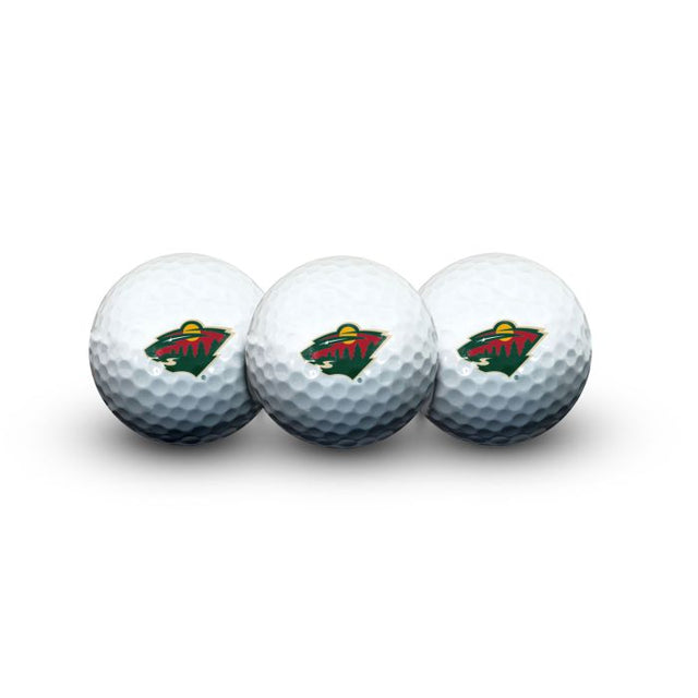 Pelotas de golf Minnesota Wild 3 en estuche tipo concha