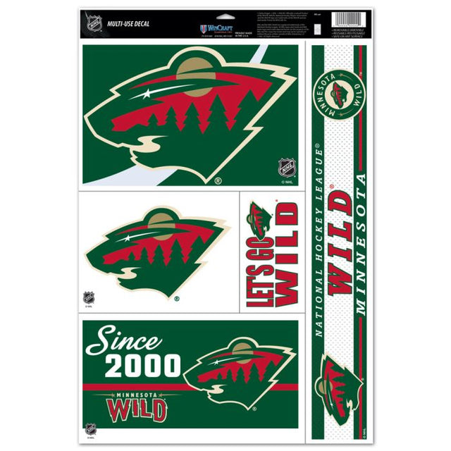 Minnesota Wild 5 Decals Multi Use Decal 11" x 17"