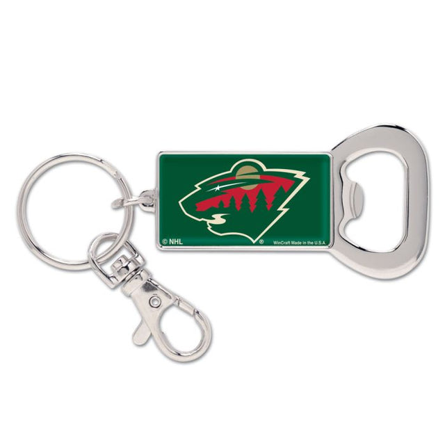 Llavero con abrebotellas rectangular de Minnesota Wild