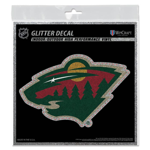 Calcomanía con purpurina de Minnesota Wild de 6" x 6"