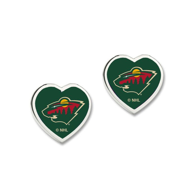 Minnesota Wild Earrings w/3D Heart