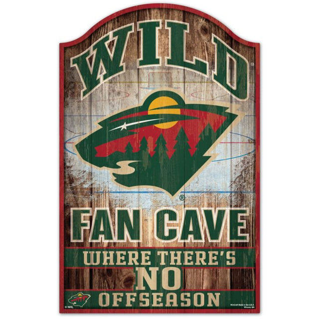 Letrero de madera de Minnesota Wild Fan Cave, 11" x 17", 1/4" de grosor