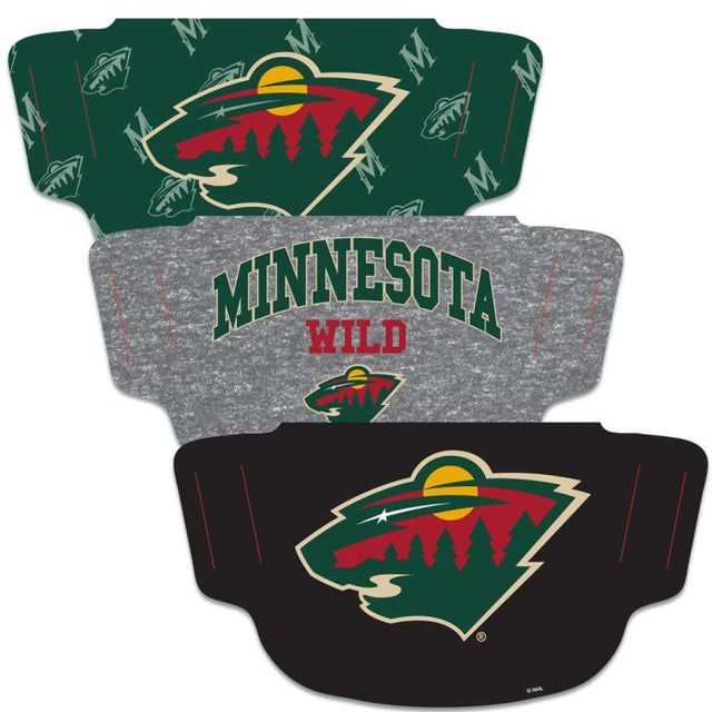 Paquete de 3 mascarillas para fanáticos de Minnesota Wild