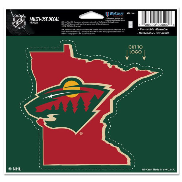 Calcomanía multiusos de Minnesota Wild: cortada según el logotipo, 5" x 6"