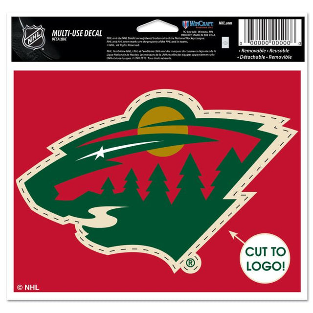 Calcomanía multiusos de Minnesota Wild: cortada según el logotipo, 5" x 6"