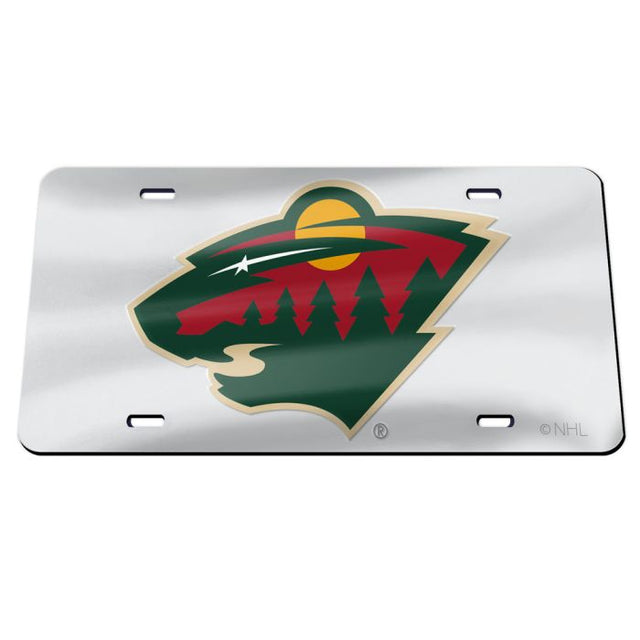 Placa de matrícula especial de acrílico SILVER de Minnesota Wild