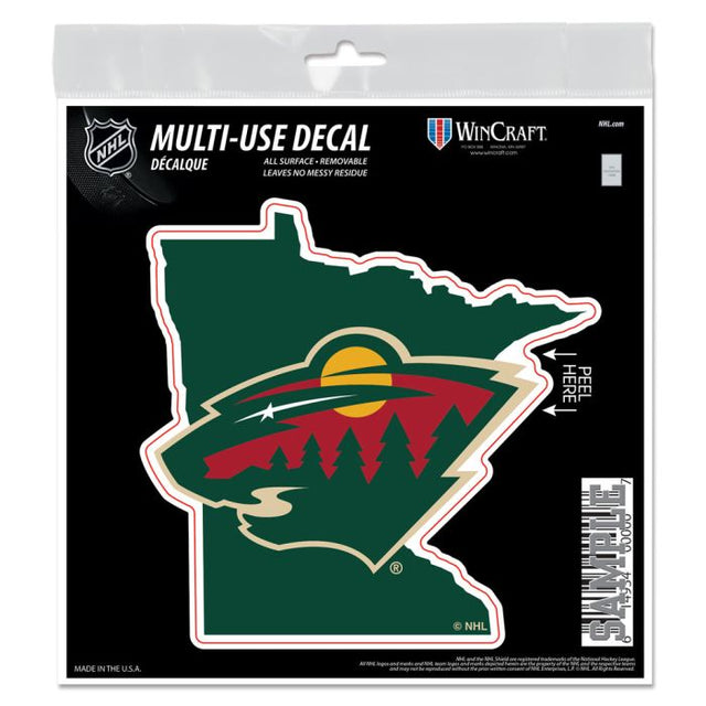 Calcomanía para todo tipo de superficies con la forma del estado de Minnesota Wild, 6" x 6"