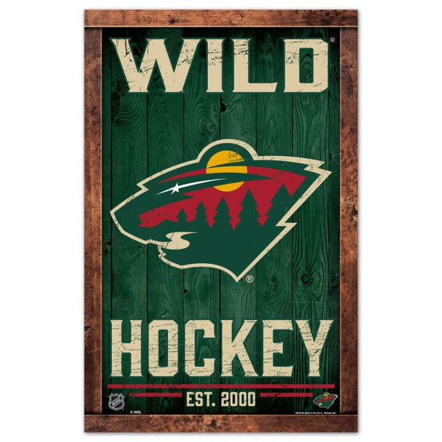 Letrero de madera de Minnesota Wild de 11" x 17" y 1/4" de grosor