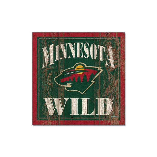 Imán de madera de Minnesota Wild de 3" x 3"