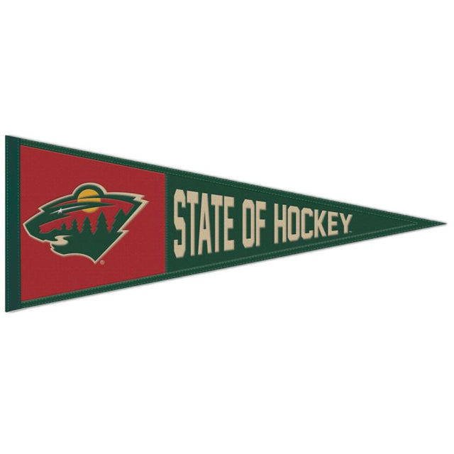 Banderín de lana con el lema de Minnesota Wild, 13" x 32"