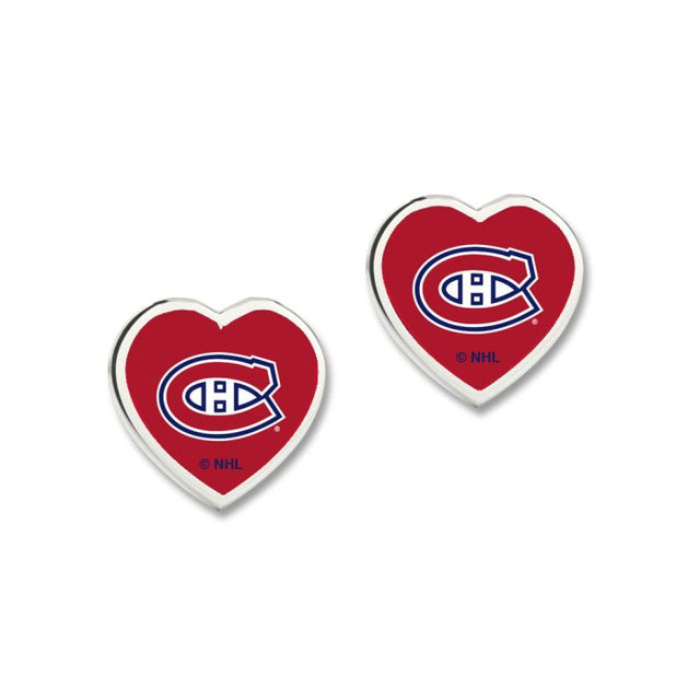 Pendientes de los Montreal Canadiens con corazón en 3D