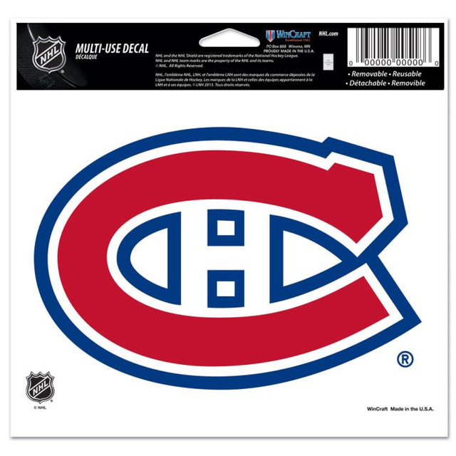 Montreal Canadiens Multi-Use Decal -Clear Bckrgd 5" x 6"