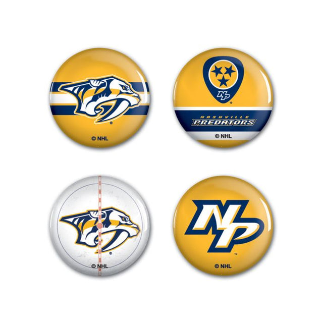 Paquete de 4 botones de Nashville Predators de 1 1/4" de diámetro