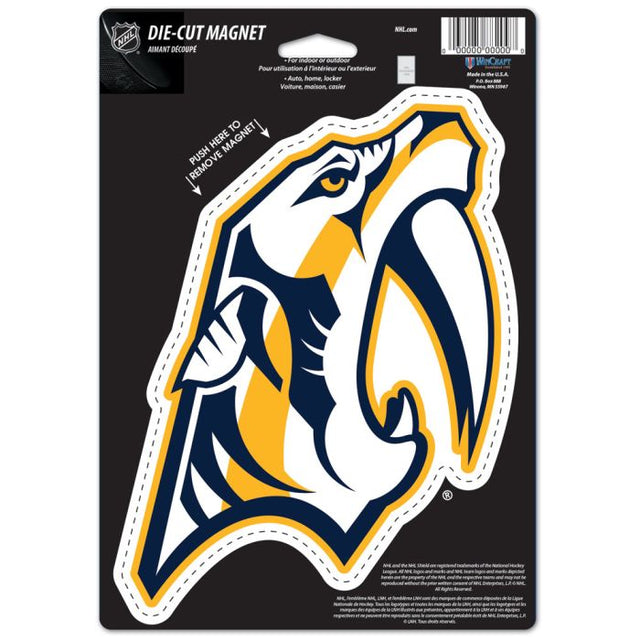 Imán troquelado con el logotipo de los Nashville Predators, 6,25" x 9"